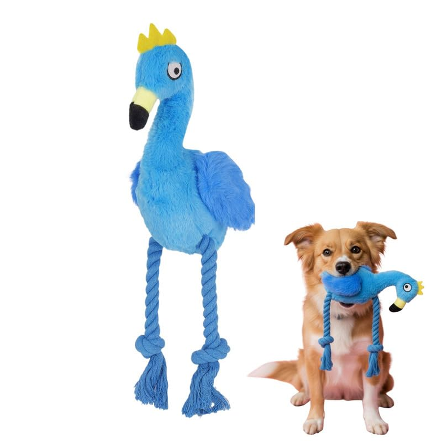 Blue Flamingo Plush Squeaky Dog Toy