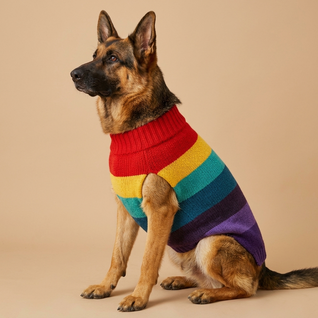 Rainbow Large Dog Sweater Warmth