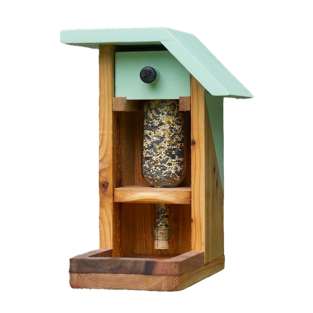 Hanging Wooden Birdhouse Feeder