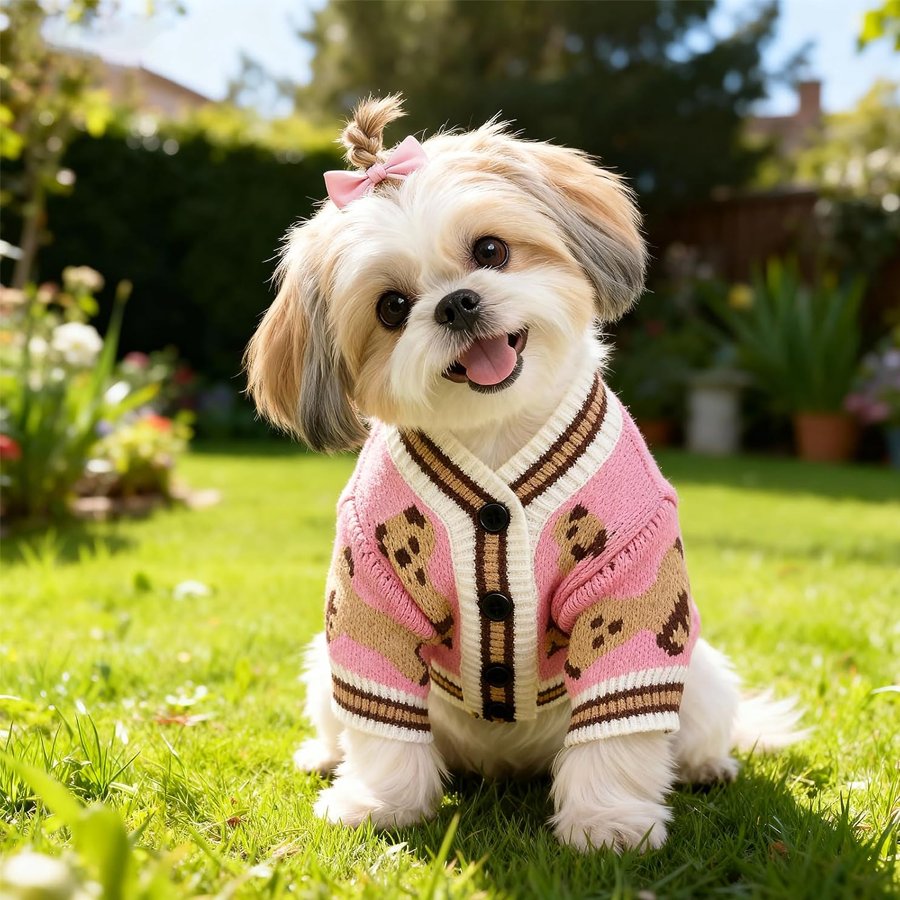 Soft Knitted Bear Dog Cardigan Outfit